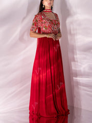 Red Wrinkle Crepe Gown