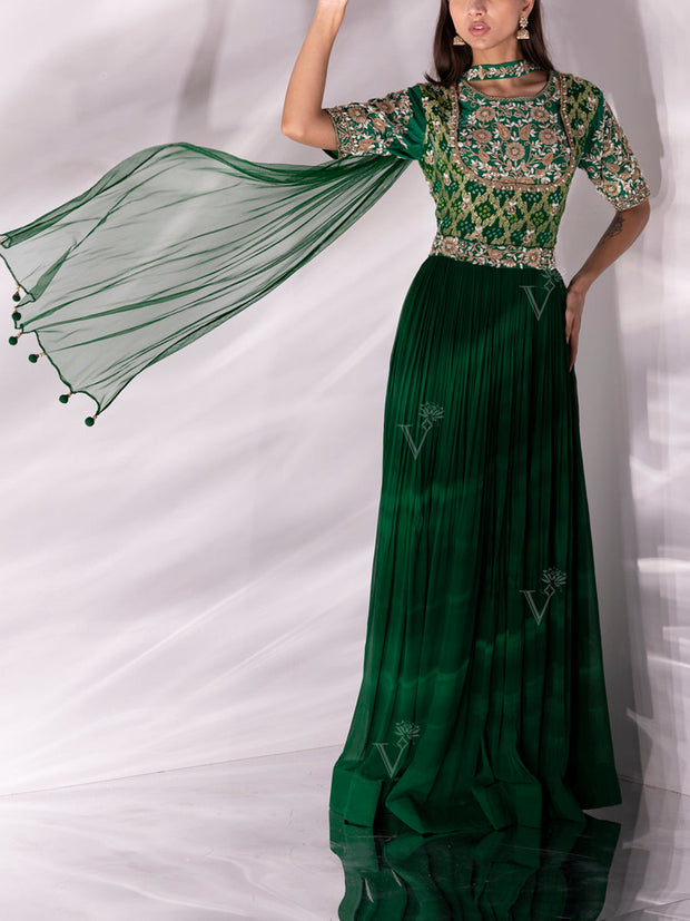 Green Georgette Gown