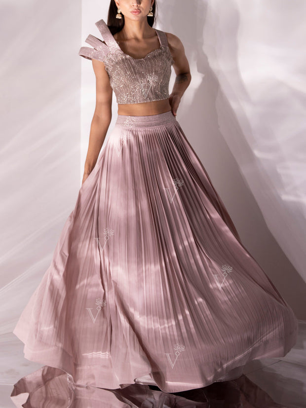 Powder Pink Georgette Lehenga