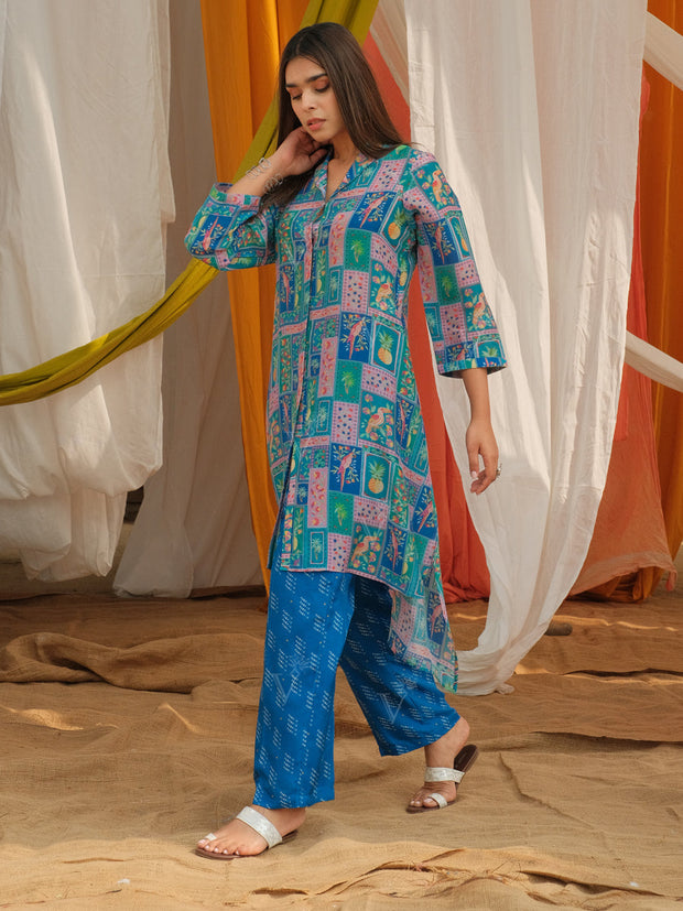 Blue Vasansi Silk Printed Co-ord Set