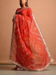 Red Pure Georgette Banhdani Saree