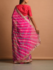 Pink Leheriya Gota Patti Saree