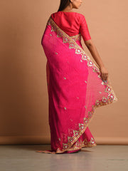 Pink Leheriya Gota Patti Saree