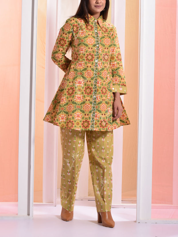 Yellow Printed Cotton Co ord Set