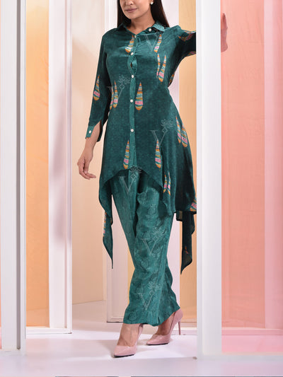 Bottel Green Vasansi Silk Co ord Set