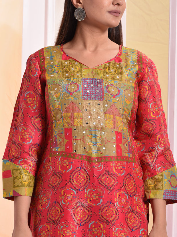 Red Vasansi Silk Suit Set