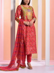 Red Vasansi Silk Suit Set