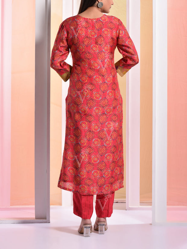 Red Vasansi Silk Suit Set