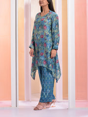 Baby Blue Vasani Silk Floral Co ord Set