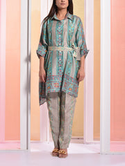 Grey Printed Vasansi Silk Co ord Set