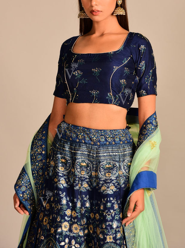 Blue Vasansi Silk Lehenga Set