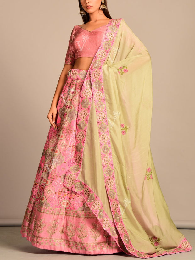 Pink Vasansi Silk Lehenga Set