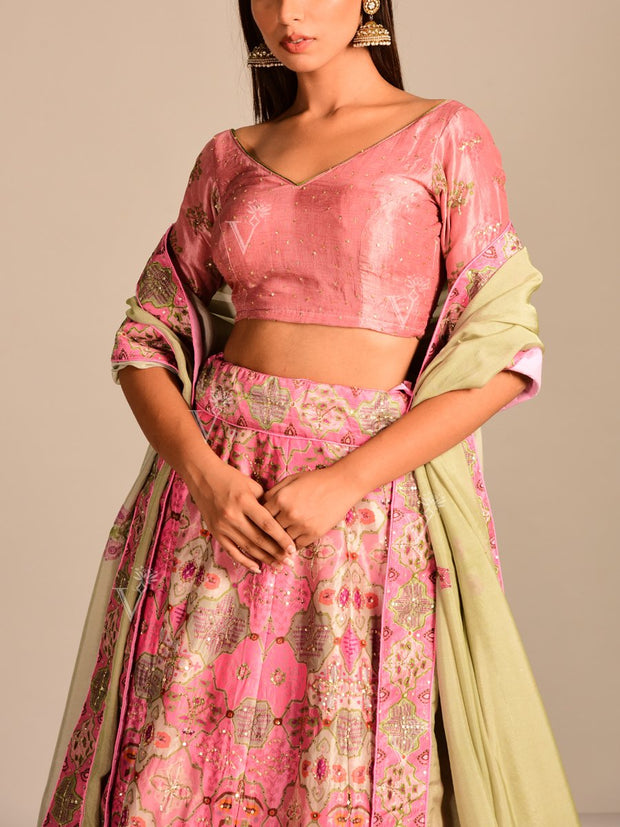 Pink Vasansi Silk Lehenga Set