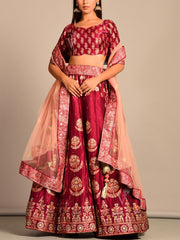 Maroon Vasansi Silk Lehenga Set