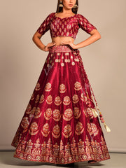 Maroon Vasansi Silk Lehenga Set