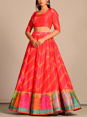 Orange Leheriya Lehenga Set