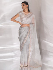 Light Grey Organza Saree