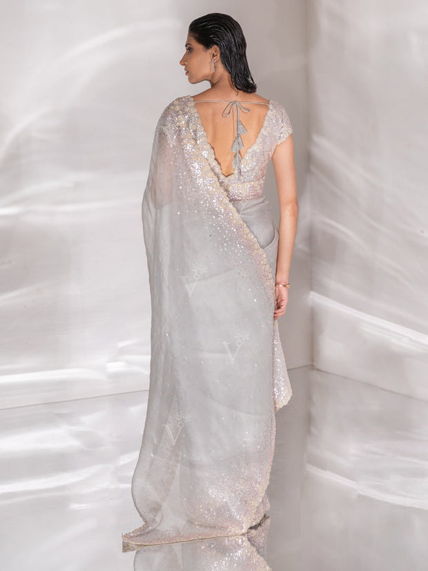 Light Grey Organza Saree