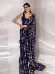 Dark Blue Georgette Cocktail Saree