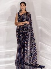 Dark Blue Georgette Cocktail Saree