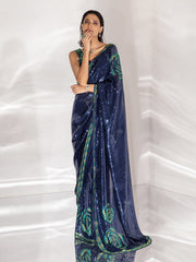 Blue Georgette Cocktail Saree