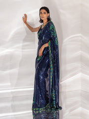 Blue Georgette Cocktail Saree