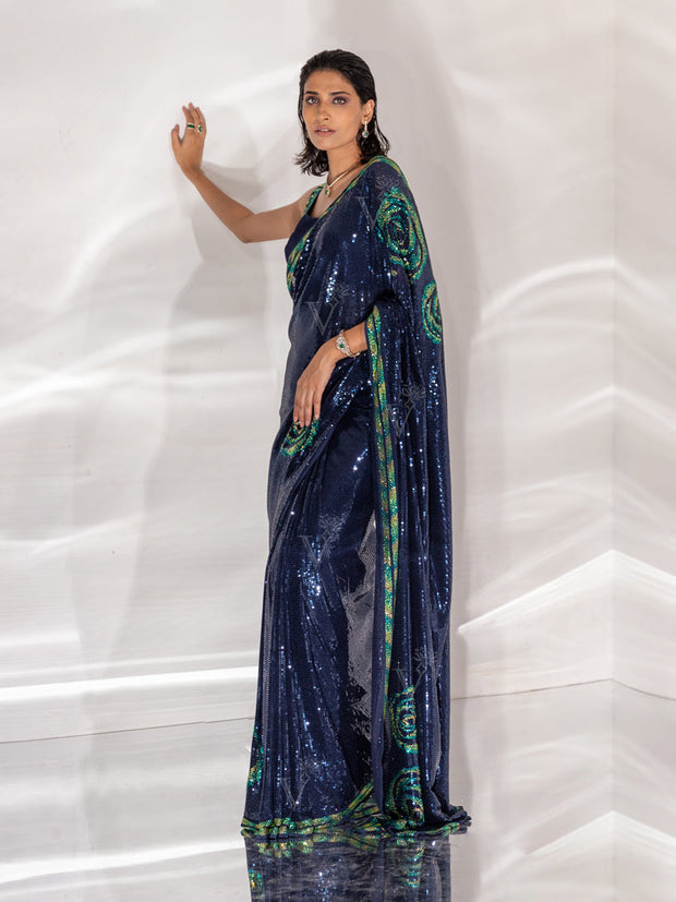 Blue Georgette Cocktail Saree