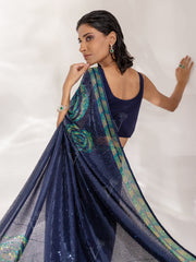 Blue Georgette Cocktail Saree