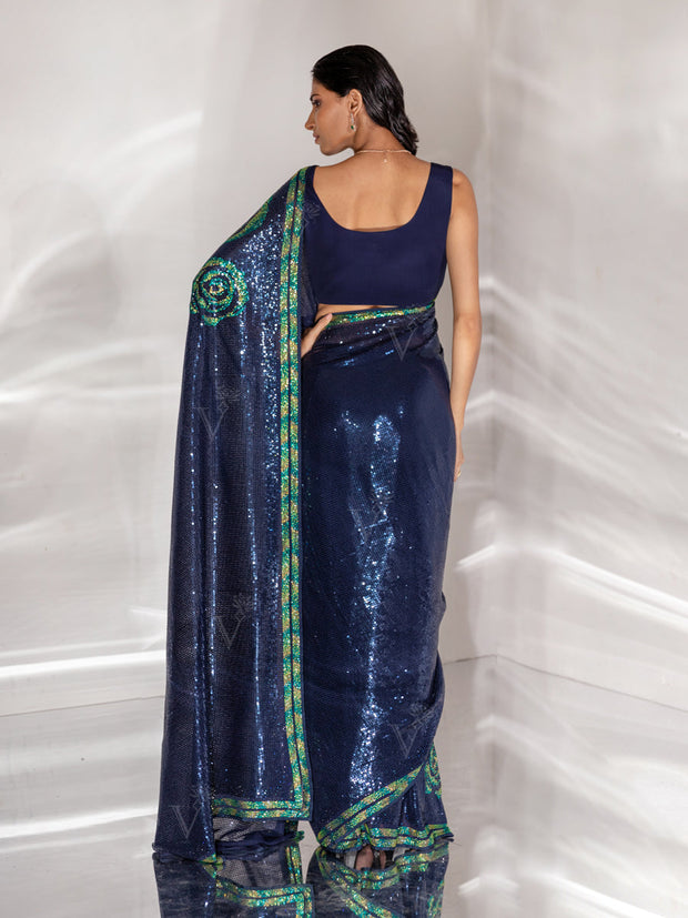 Blue Georgette Cocktail Saree