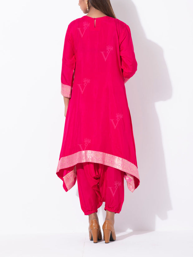 Pink Dola Silk Kurta Set