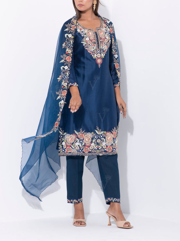 Midnight Blue Chanderi Kurta Set