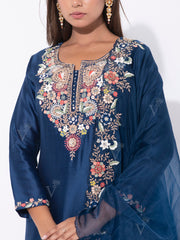 Midnight Blue Chanderi Kurta Set