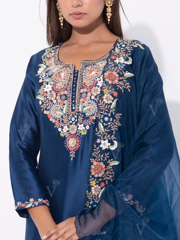 Midnight Blue Chanderi Kurta Set