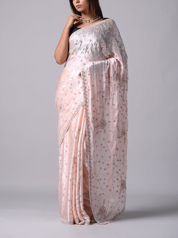 Powder Pink Silk Saree