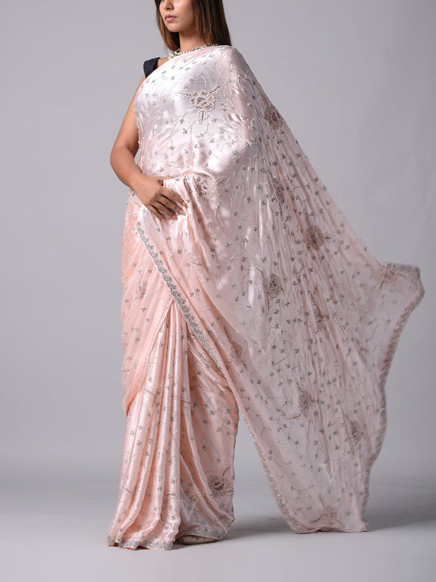 Powder Pink Silk Saree