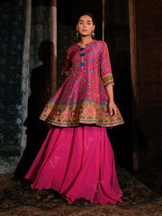 Pink Peplum Sharara Set