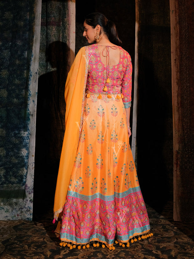 Orange Ombre Vasansi Silk Lehenga Set