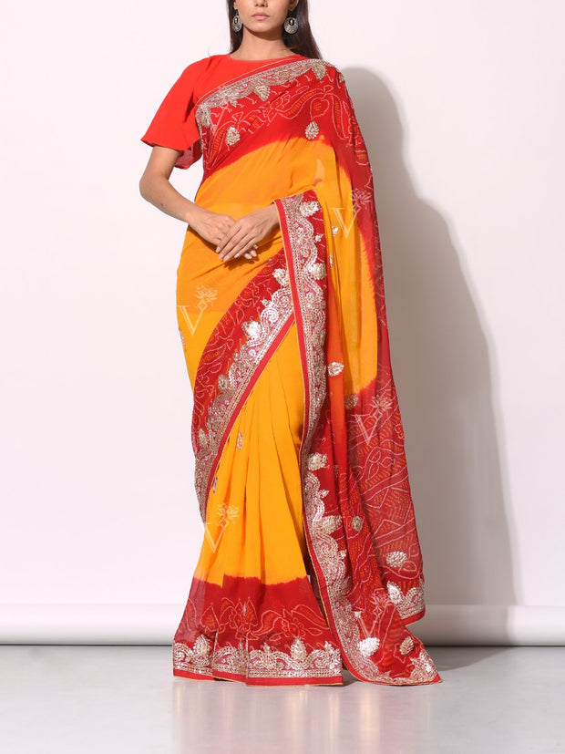 traditional saree, saree, sarees, gotta patti, bright color, jaipuri, jaipur, bandhani, leheriya, silk, dola silk