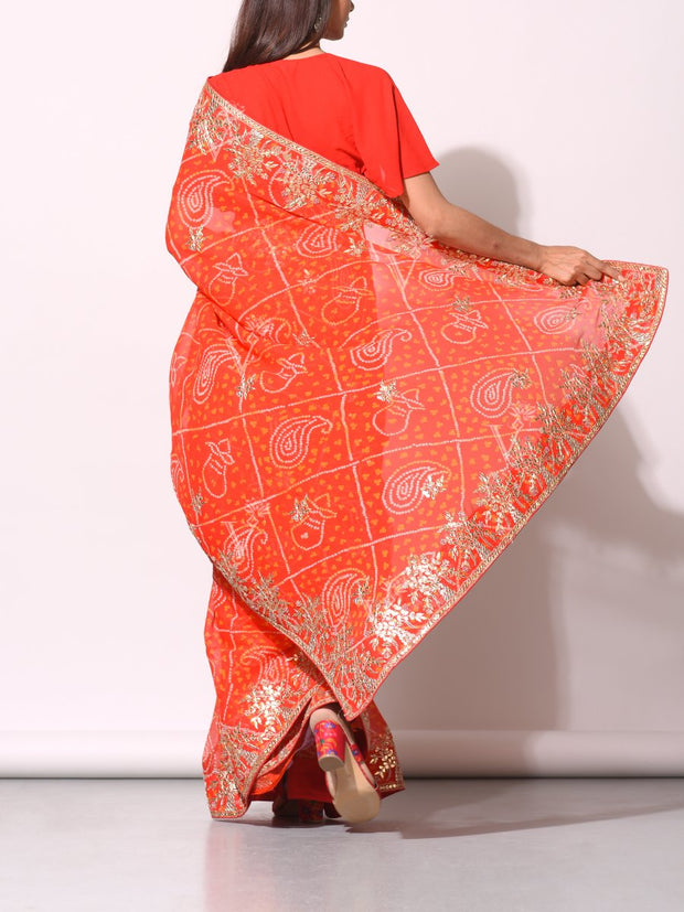 Orange Pure Georgette Saree