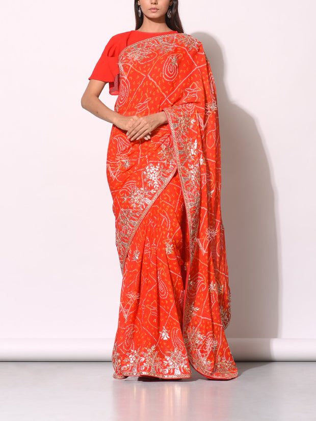 traditional saree, saree, sarees, gotta patti, bright color, jaipuri, jaipur, bandhani, leheriya, silk, dola silk