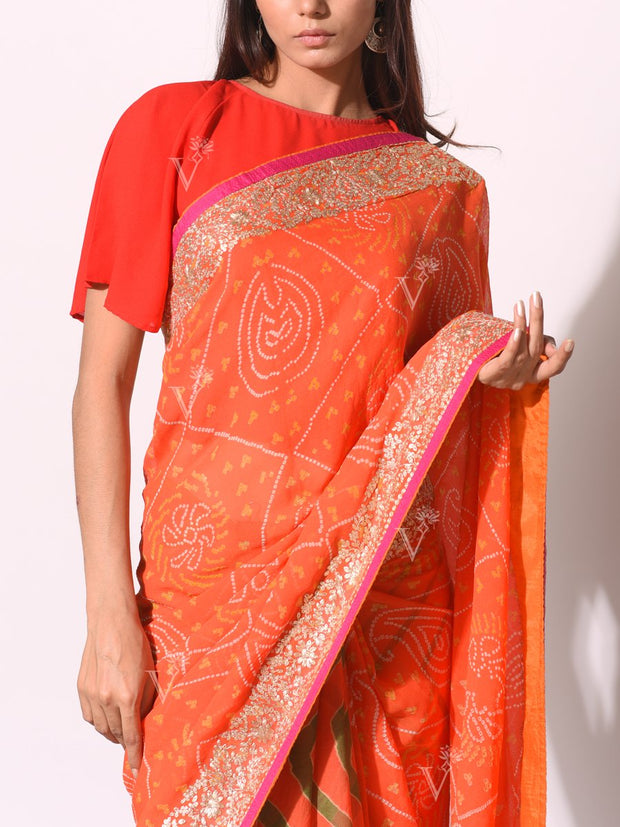 Orange Pure Georgette Saree