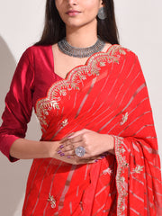 Red Georgette Leheriya Saree