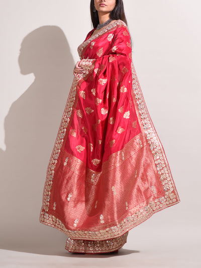 Red Dola Silk Banarasi Saree