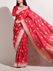 Red Dola Silk Banarasi Saree