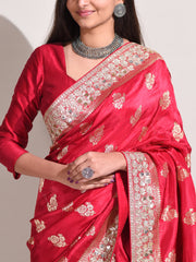 Red Dola Silk Banarasi Saree