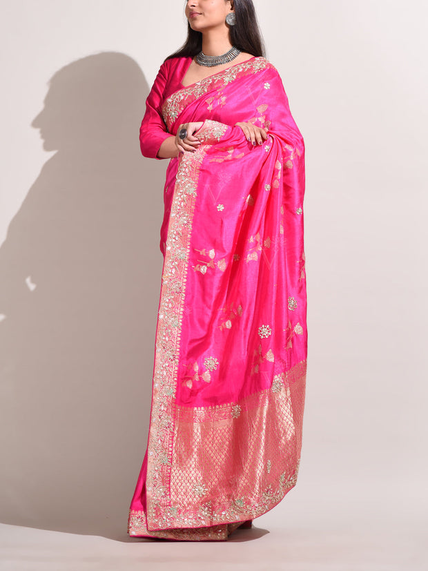 Pink Dola Silk Banarasi Saree