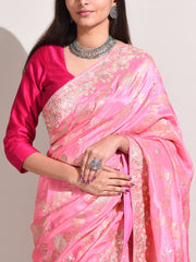 Pink Dola Silk Banarasi Saree