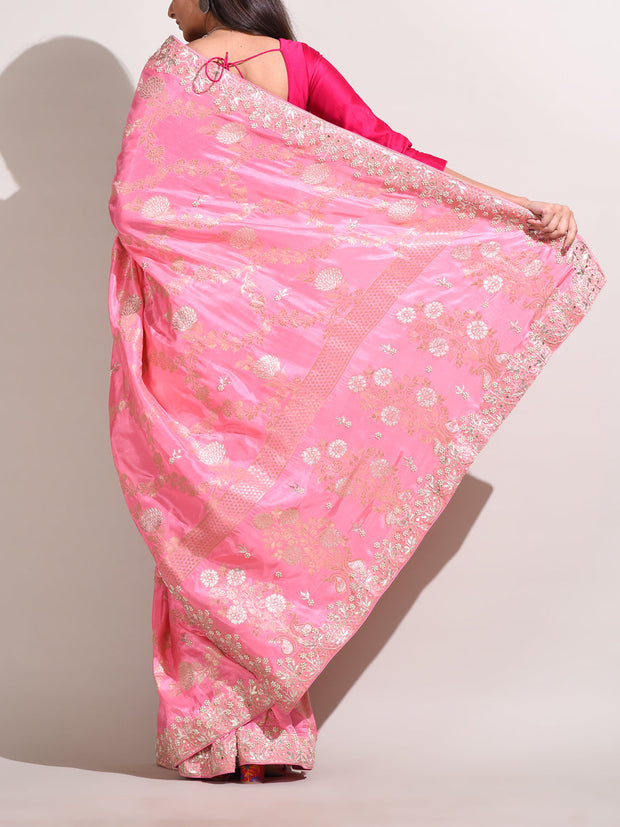 Pink Dola Silk Banarasi Saree