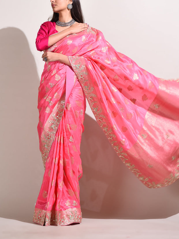 Pink Dola Silk Banarasi Saree