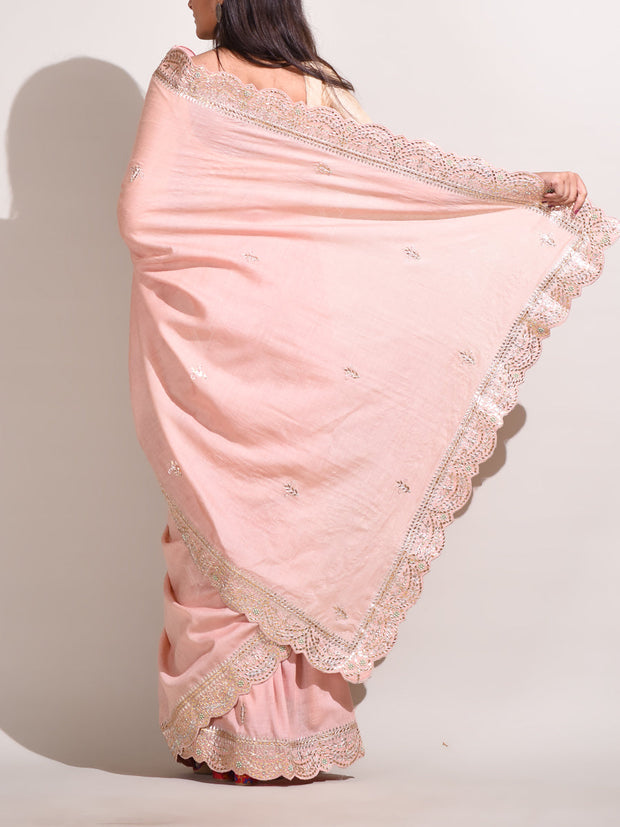 Pink Silk Gotta Patti Saree